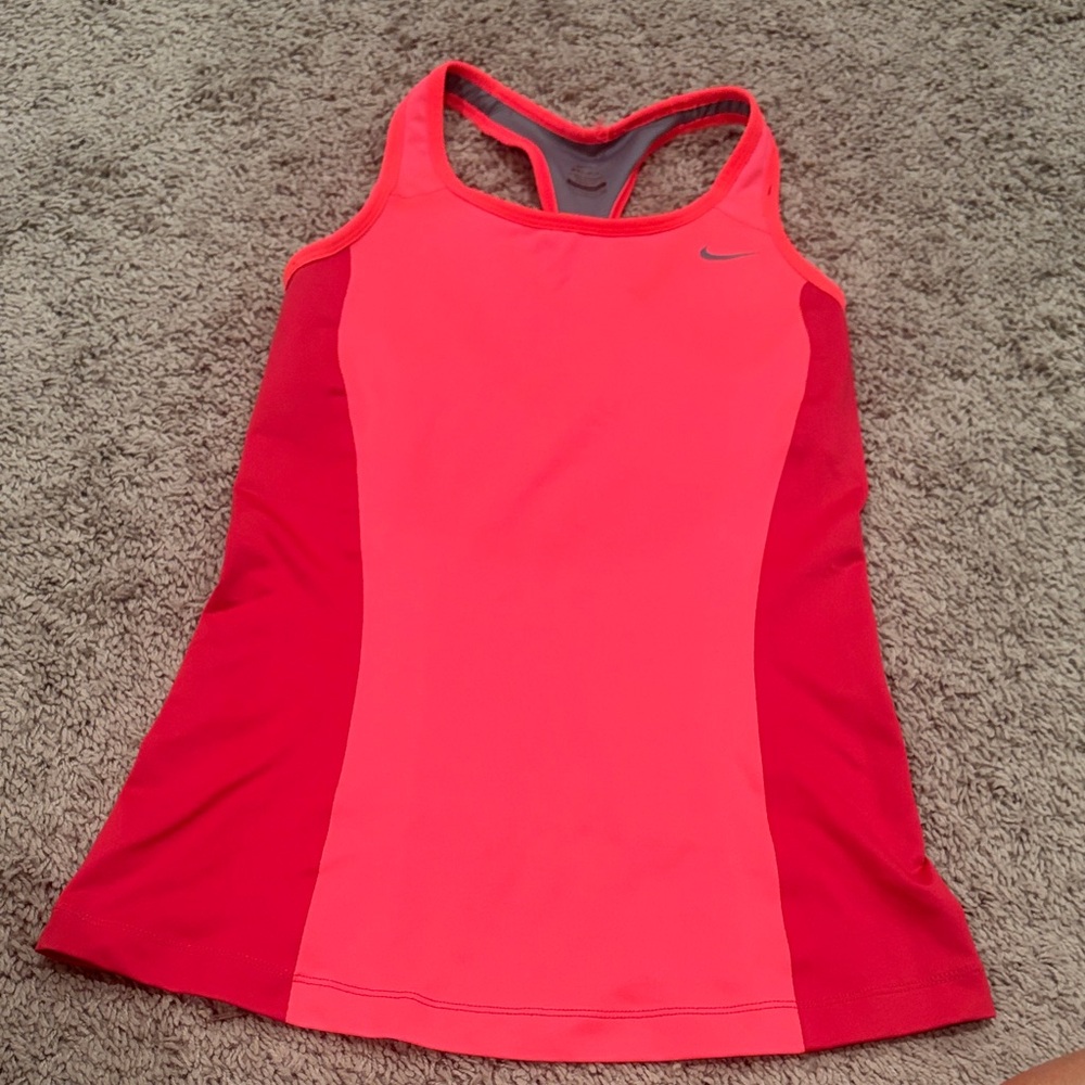 Nike Coral and Red Racerback Training Tank with Built-in Bra